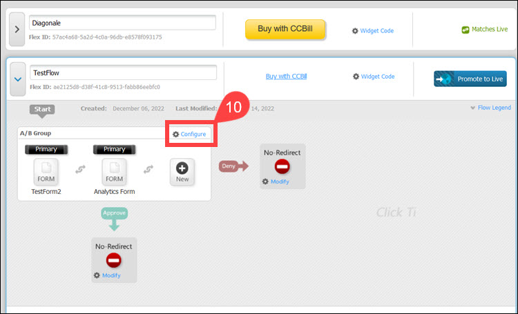 Configuring the A/B testing group.