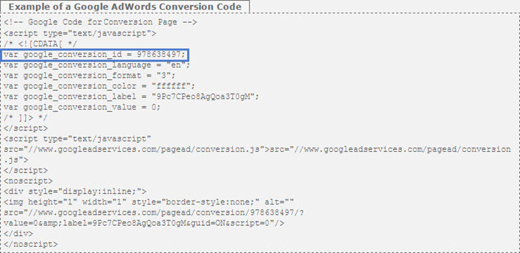 Google conversion tracking code.