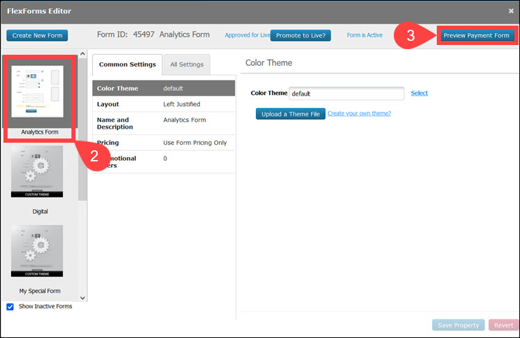 Preview FlexForms payment form.