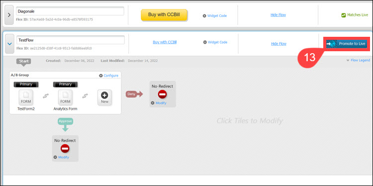 Promoting a A/B testing payment flow to live.