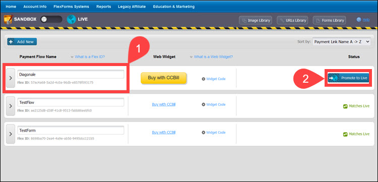 Promote FlexForms payment flow to Live.