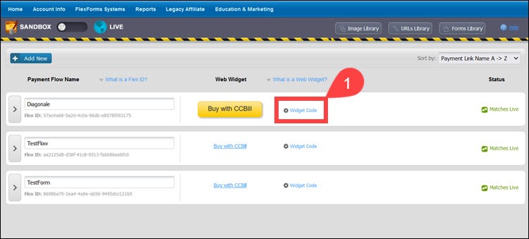 Access FlexForms Widget Code in the Admin.