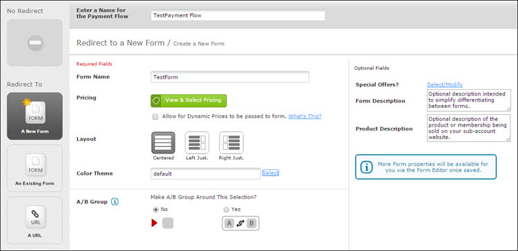 FlexForms payment form.