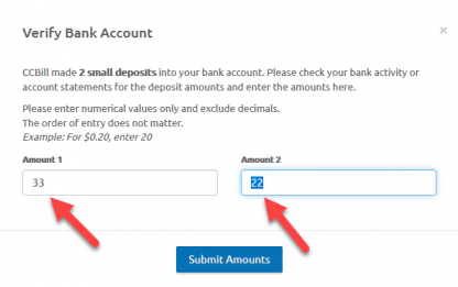 ACH Verify Bank Account window