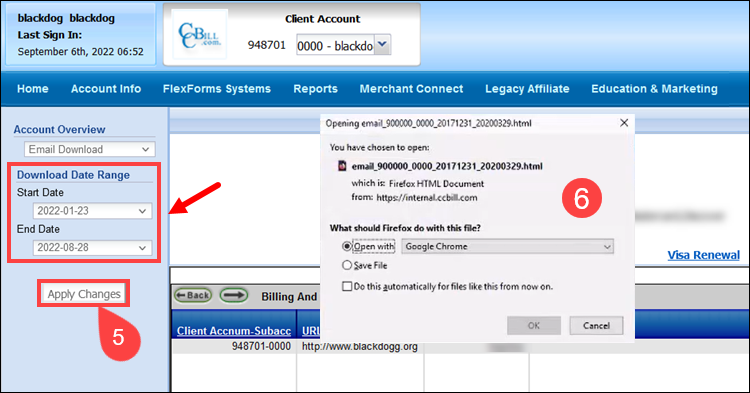 Download Check Amounts report in the CCBill Admin.