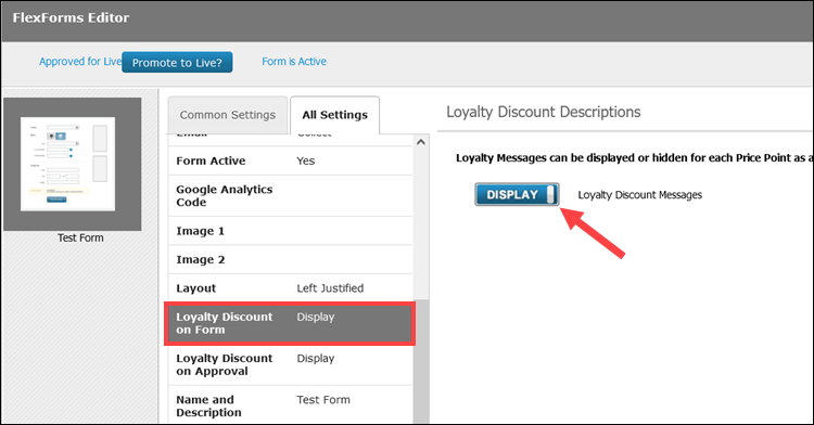 Display loyalty discounts on FlexForms.