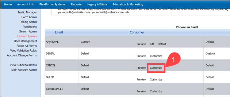 Customize consumer cancel emails in the CCBill Admin.