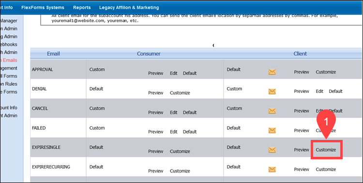 Customize Client ExpireSingle emails in the CCBill Admin.