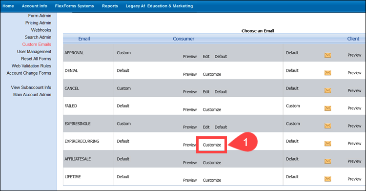 Customize consumer ExpireRecurring emails in the CCBill Admin.
