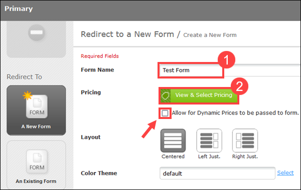 Create a payment form in FlexForms.