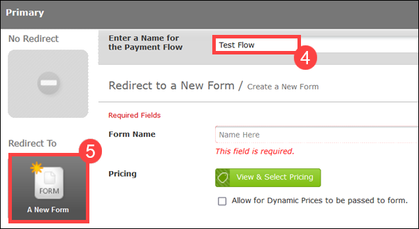 Create new form in FlexForms payment flow.