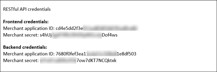 Example of CCBill API credentials.