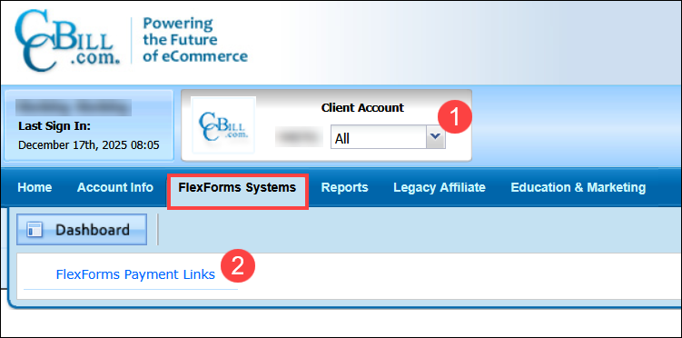 Accessing FlexForms to set up WooCommerce.