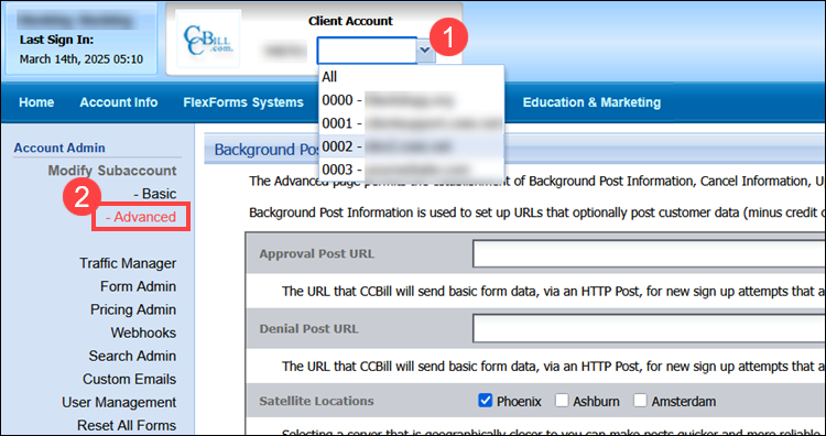 Encryption key in CCBill Admin.