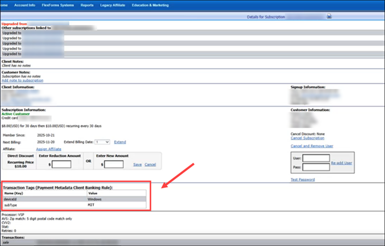 CCBill Subscription page.