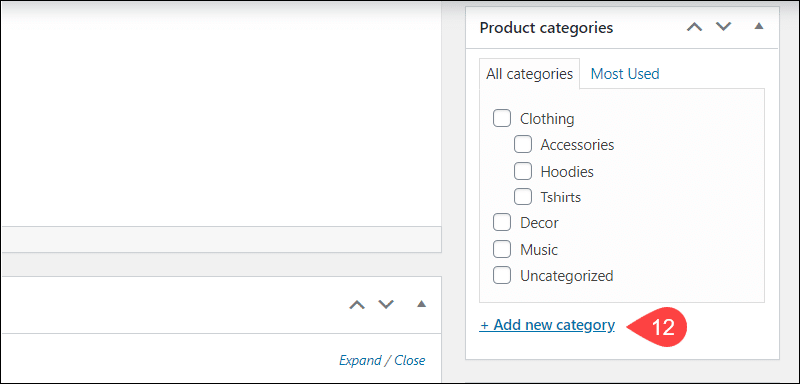 Add new category in WooCommerce.