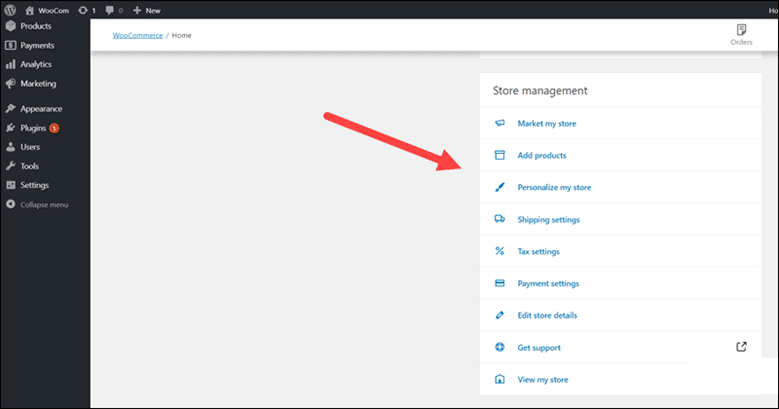 Quick configurattion in the Home panel.