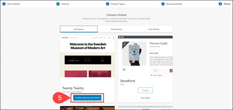 Select a theme durring the initial WooCommerce shop setup.