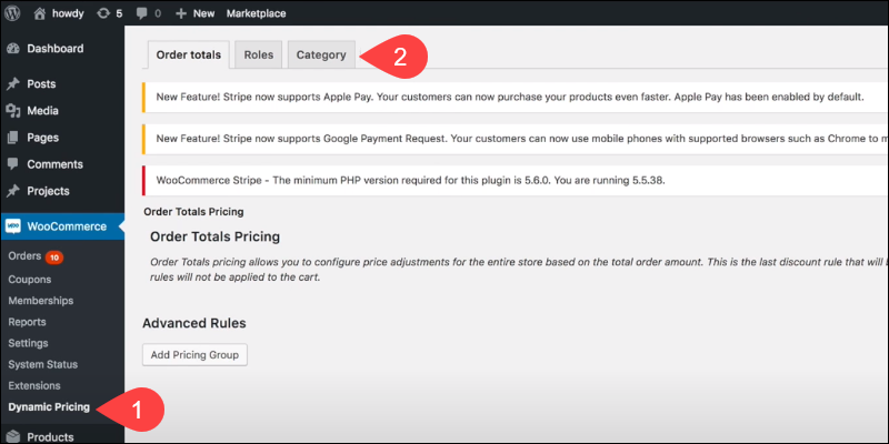 Set discounts based on Category in Dynamic Pricing.