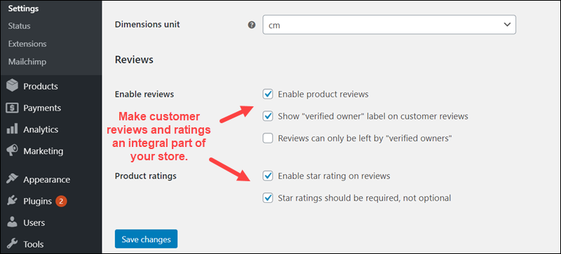 Enable customer reviews and product ratings in WooCommerce.