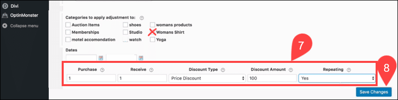 Buy one, get one free offer in Dynamic Pricing plugin.