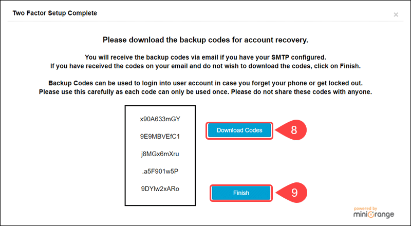 Download backup codes for Google Authenticator plugin in WordPress.