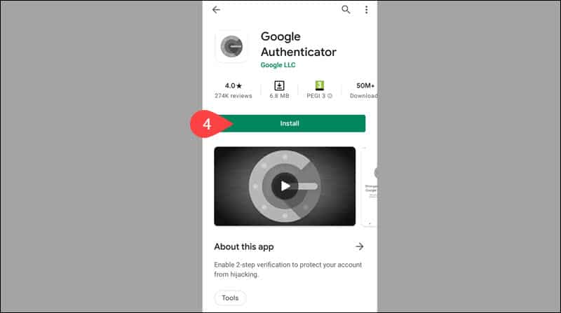 Instal the Google Authenticator mobile app.