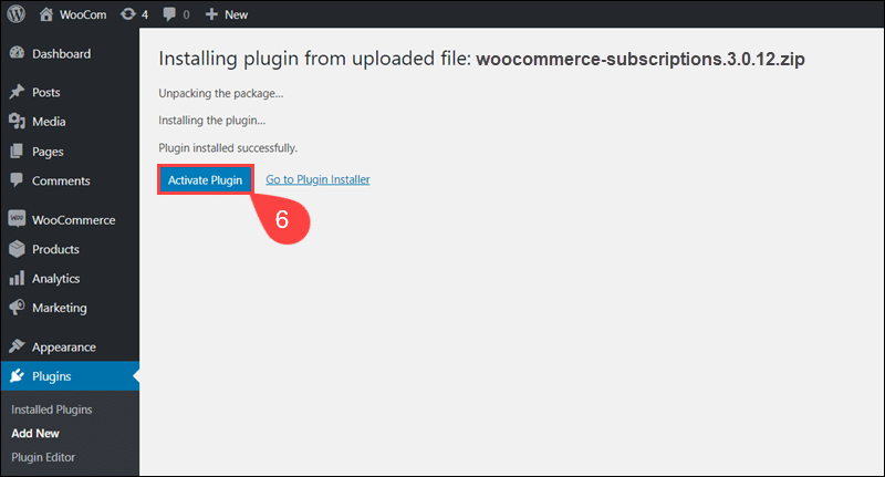 Activate the WooCommerce Subscriptions plugin.