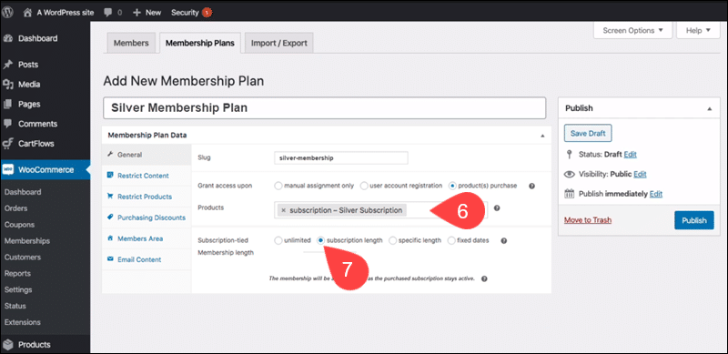 Tie subscription product to membership plan.
