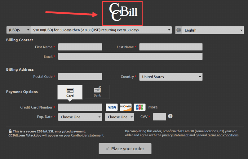 Company logo position on payment form.