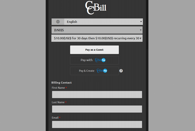 Responsive payment form on mobile device.