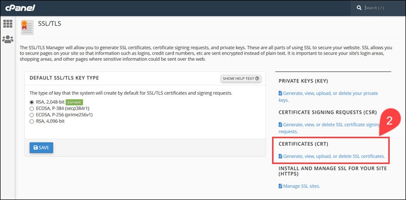 Upload SSL certificate to server.