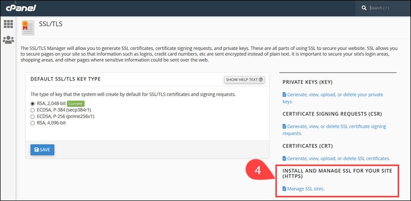 Install SSL certificate using cPanel.