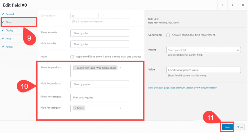 Introduce custom fields for specific products in the Checkout Manager.