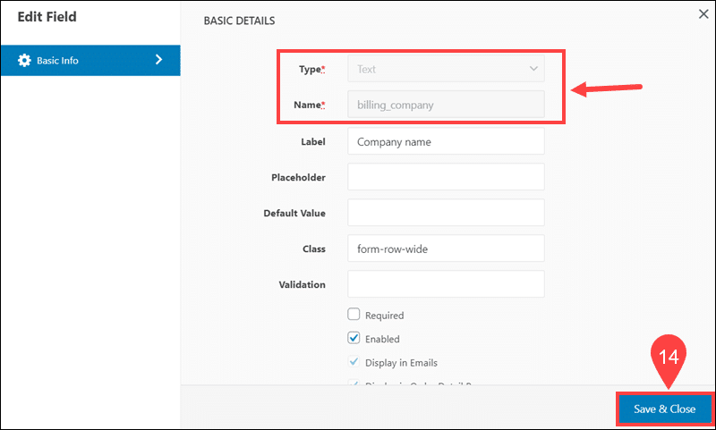 Edit existing fields using the Checkout Field Editor plugin.
