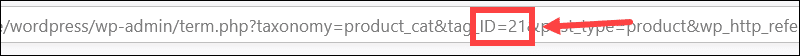 Location of the product category ID in WooCommerce.