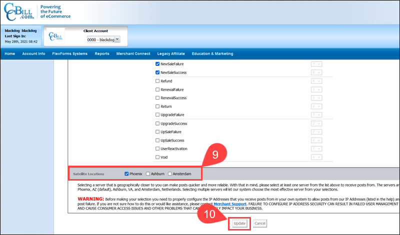 Add Webhooks in the CCBill Admin portal.