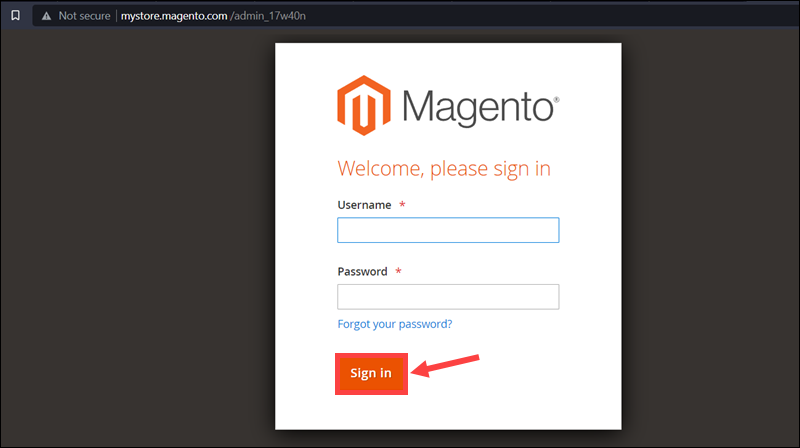Sign in to Magento Admin.