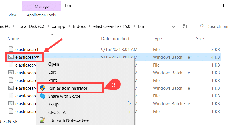 Run elasticsearch file as admin.