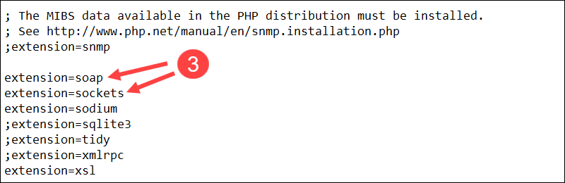 Enable PHP extentions in php.ini file.
