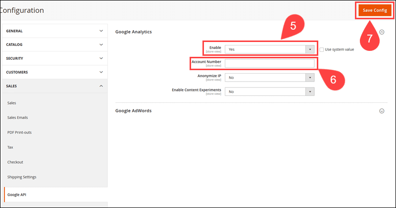 Enable Google Analytics in Magento.