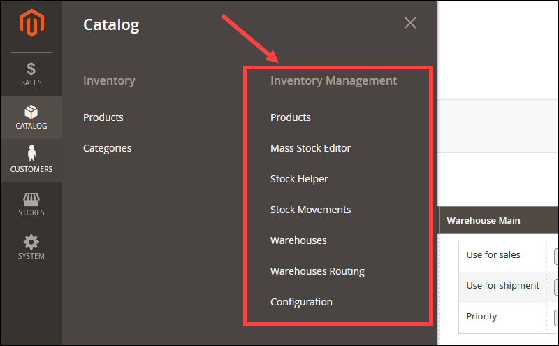 Inventory management option in the Inventory extension.