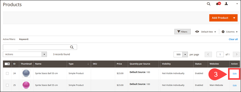 Edit stock options for individual product in the Magento Admin.