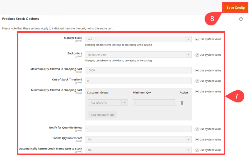 Product Stock Options in the Magento Admin