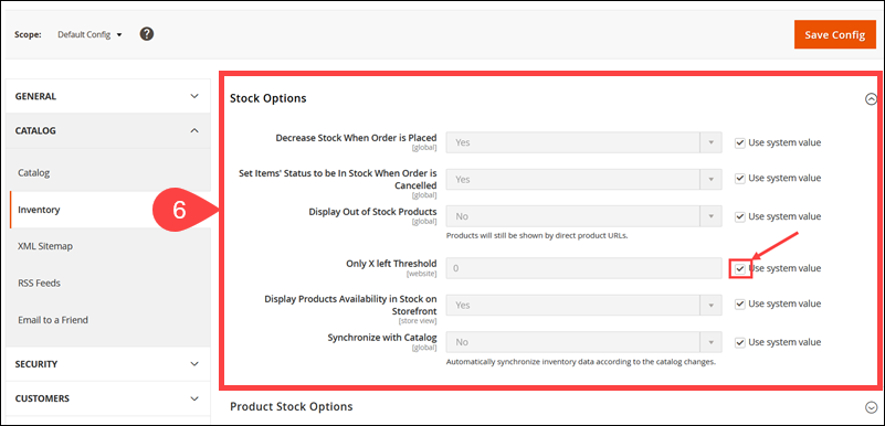 Stock Option in the Magento Admin.