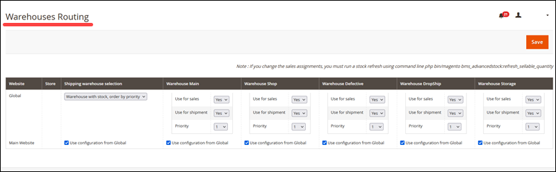 Warehouse routing in the Inventory Extension