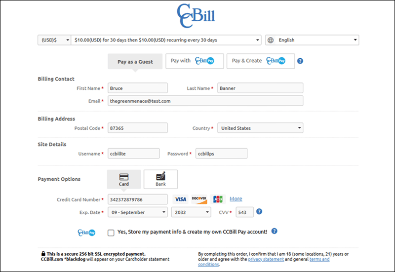 CCBill FlexForm with 3DS.