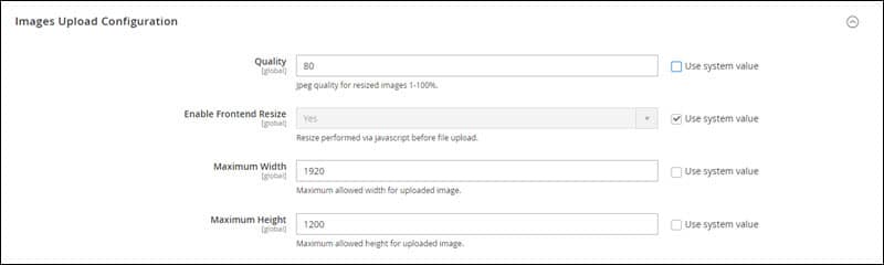 Image upload settings in Magento 2.