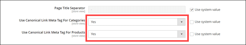 Enabling the use of canonical links in Magento 2.