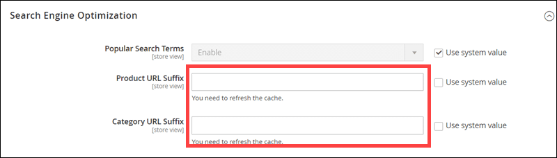 Preventing Magento 2 from adding suffixes to product and category URLs.